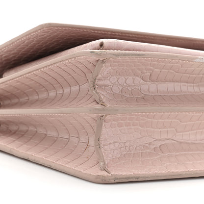 Saint Laurent Calfskin Crocodile Embossed Medium Monogram Sunset Powder Pink 10 of 22
