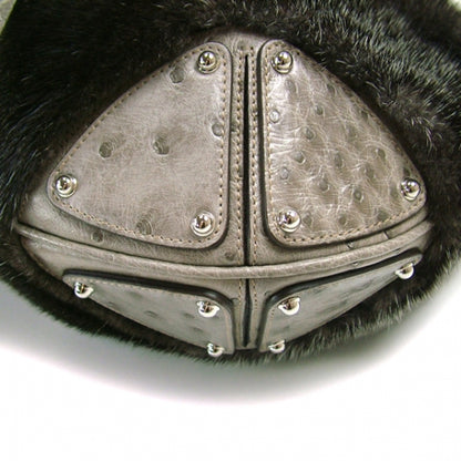 Gucci Mink Fur Ostrich Large INDY Hobo Grey 8 of 12