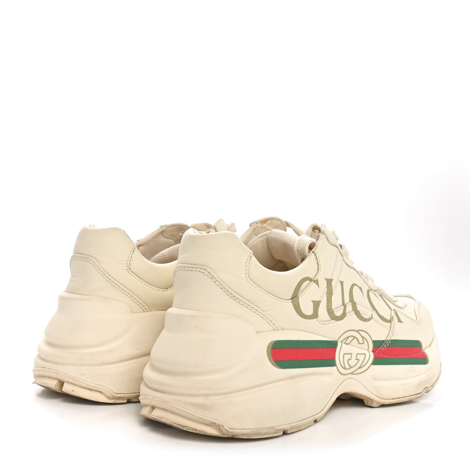 Gucci Calfskin Logo Womens Rhyton Sneakers 37 Ivory 5 of 10