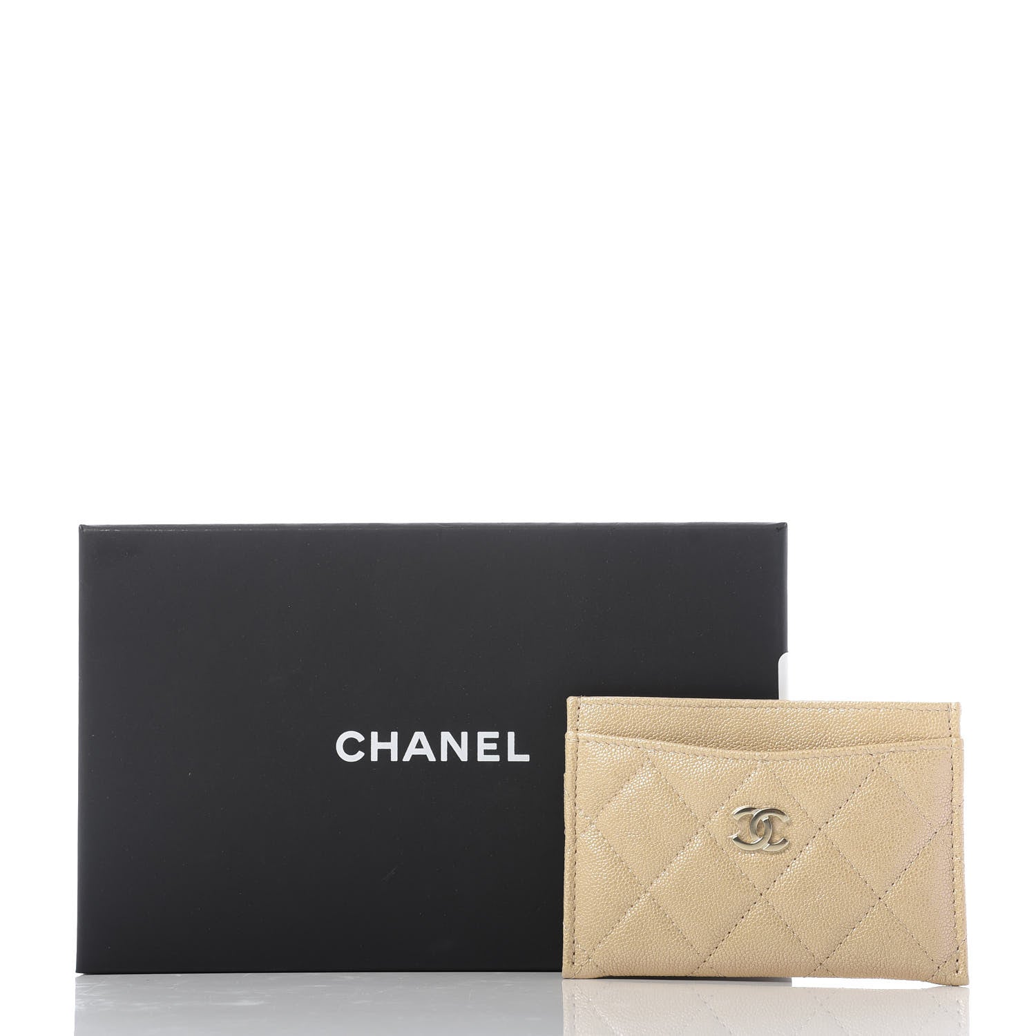 Chanel Iridescent Caviar Quilted Card Holder Beige 9 of 9