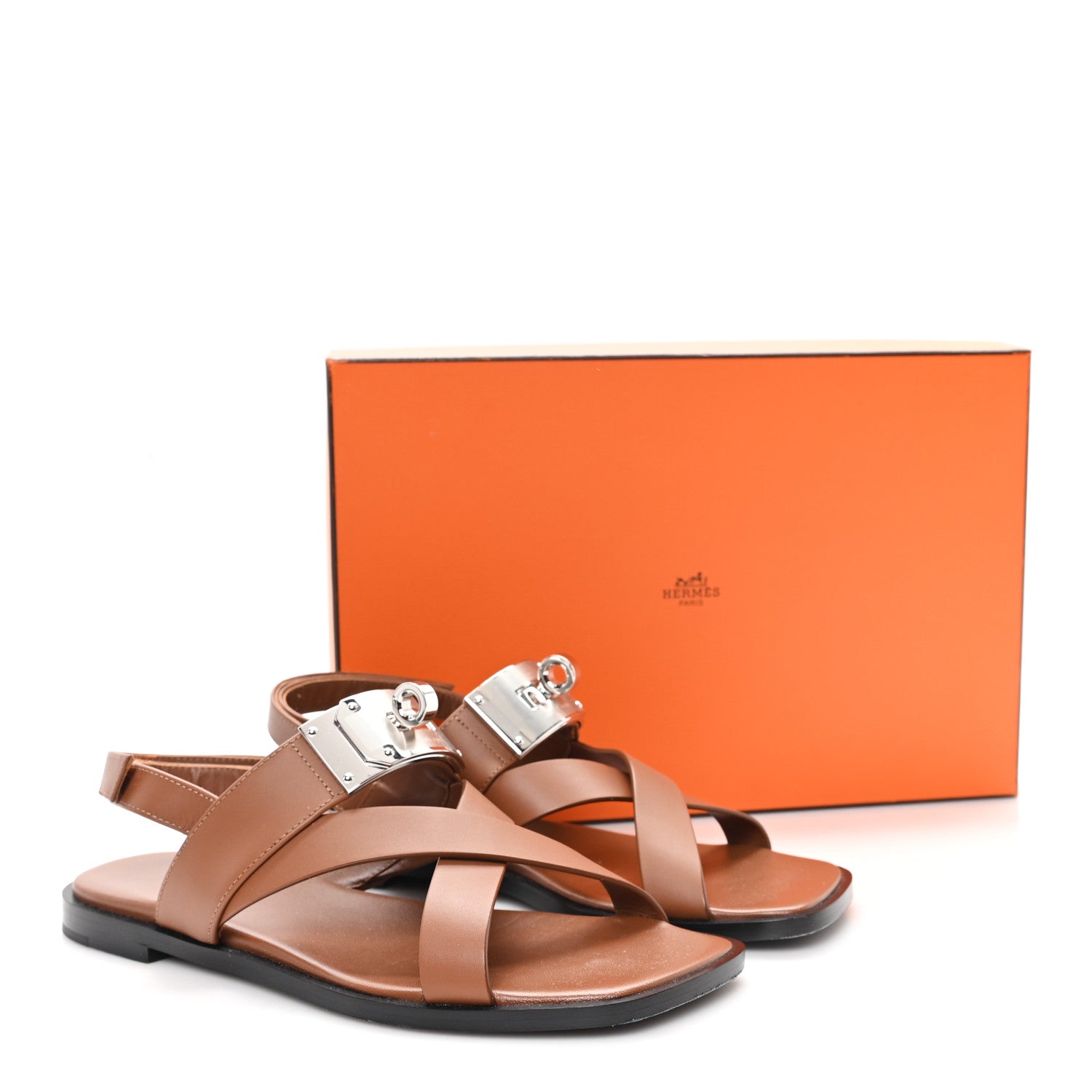 Hermes Calfskin Womens Ines Sandals 38 Gold 10 of 10
