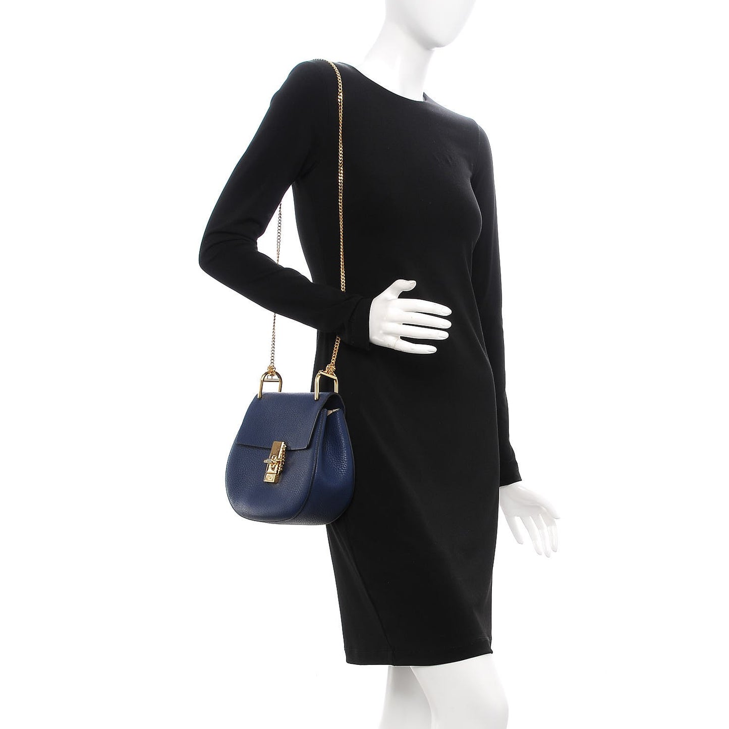 Grained Lambskin Drew Shoulder Bag Royal Navy