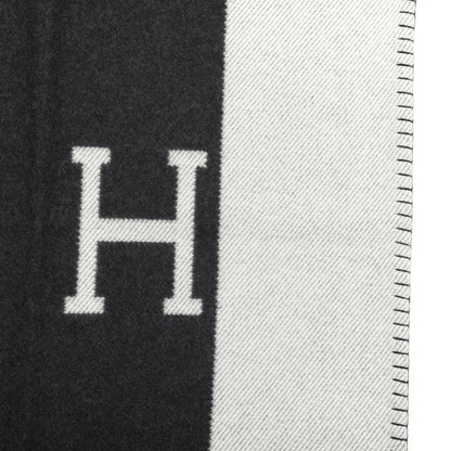 Hermes Wool Cashmere Avalon Blanket Ecru Gris Fonce 2 of 3