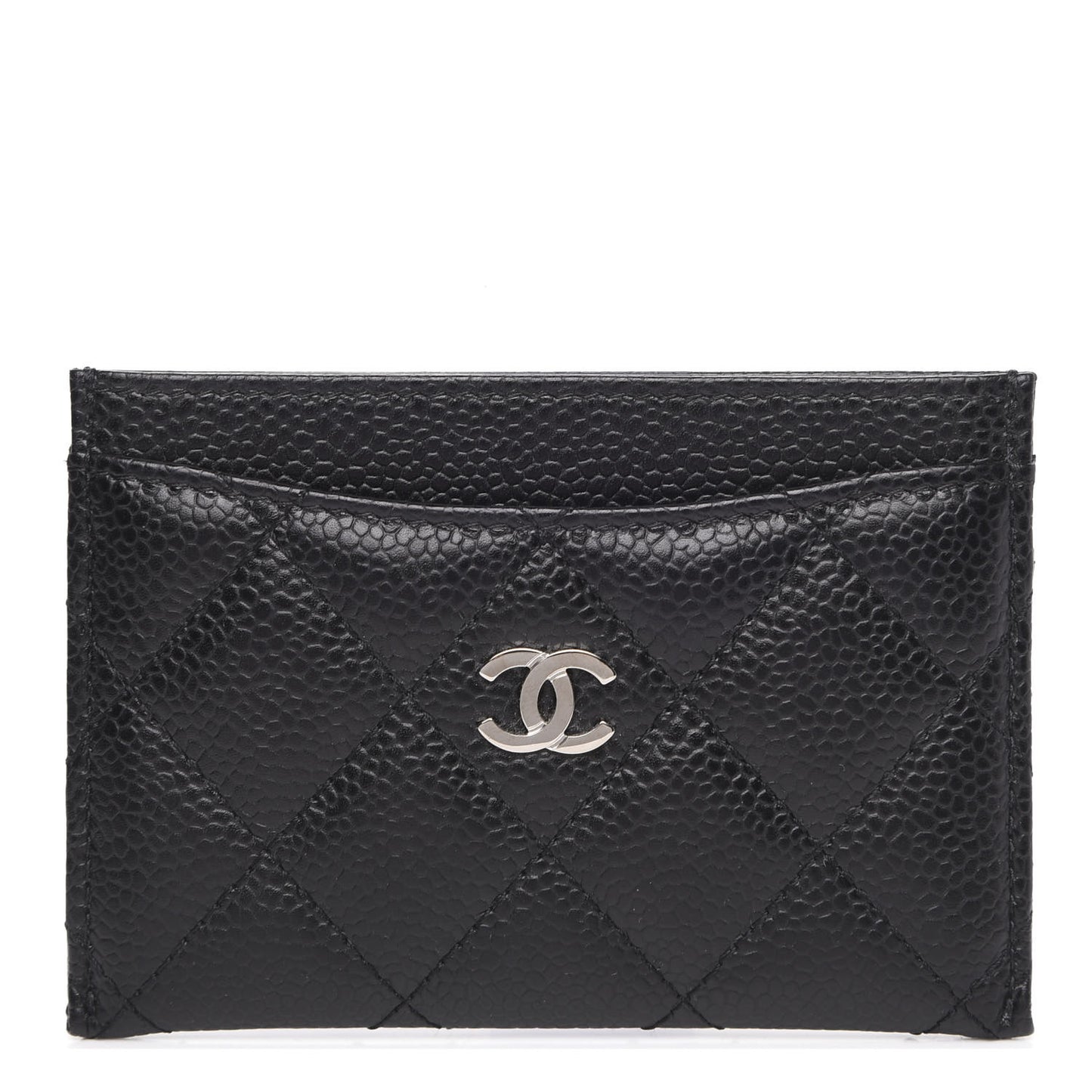 Caviar Quilted Card Holder Black