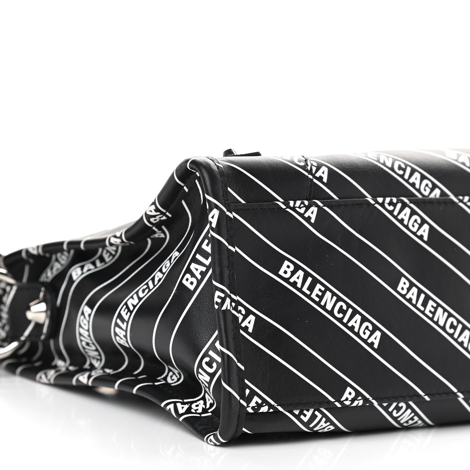 Balenciaga Veau Allover Logo Classic Silver Hardware S City Black White 9 of 10