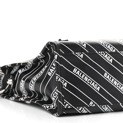 Balenciaga Veau Allover Logo Classic Silver Hardware S City Black White 9 of 10