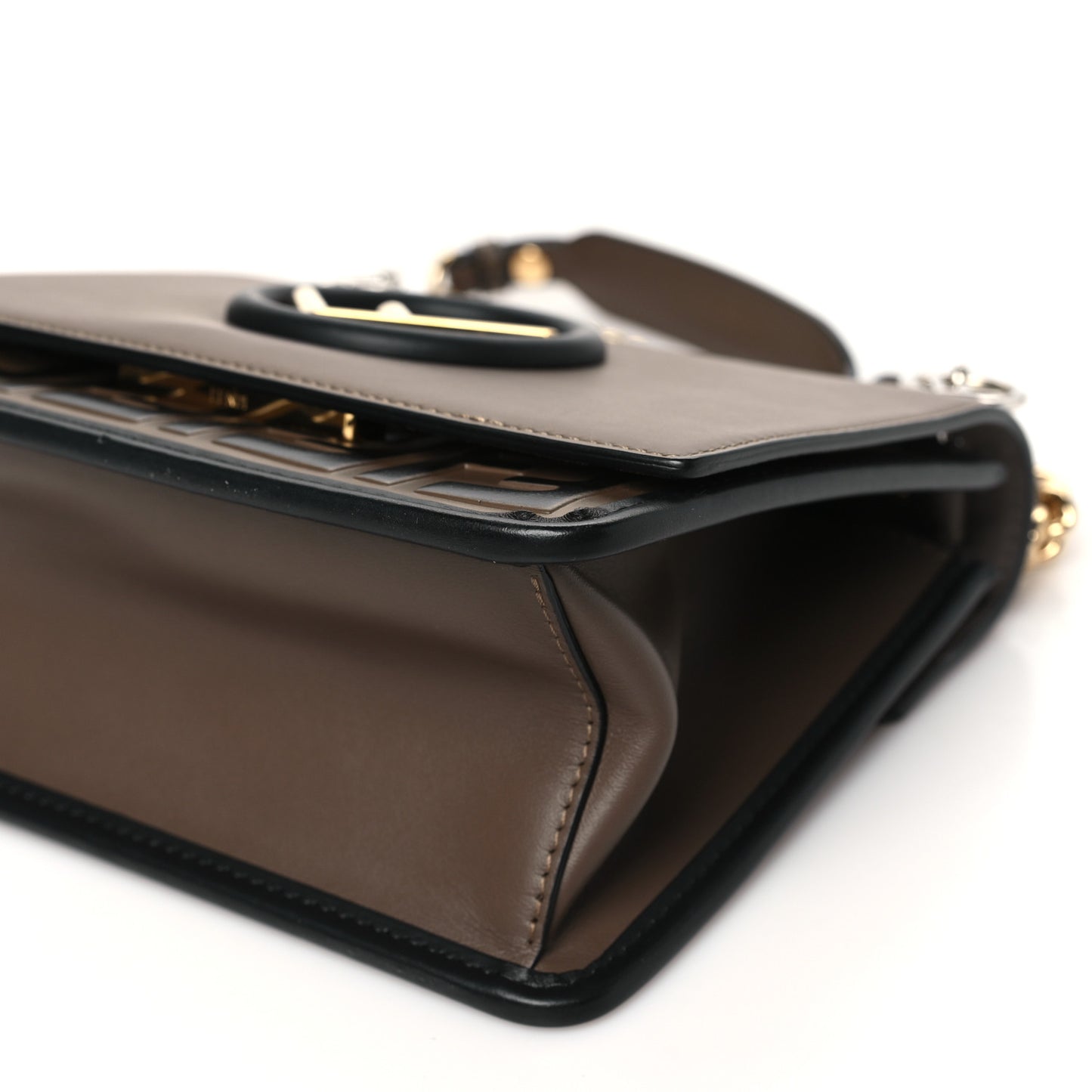 Vitello Century F is Fendi Bi-Color FF 1974 Embossed Small Kan I Shoulder Bag Maya Black