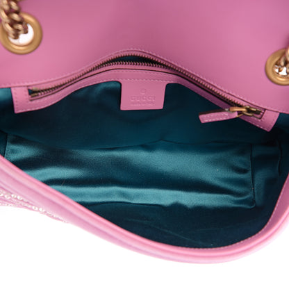 Gucci Velvet Matelasse Marquise Crystals Embroidered Small GG Marmont Shoulder Bag Malva 4 of 9
