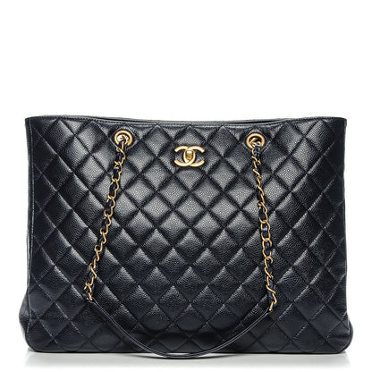 Chanel Caviar Quilted Shopping Tote Navy 1 of 7