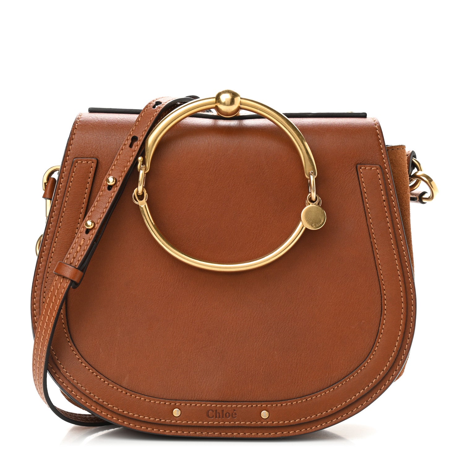 Chloe Calfskin Suede Medium Nile Bracelet Bag Caramel 1 of 12