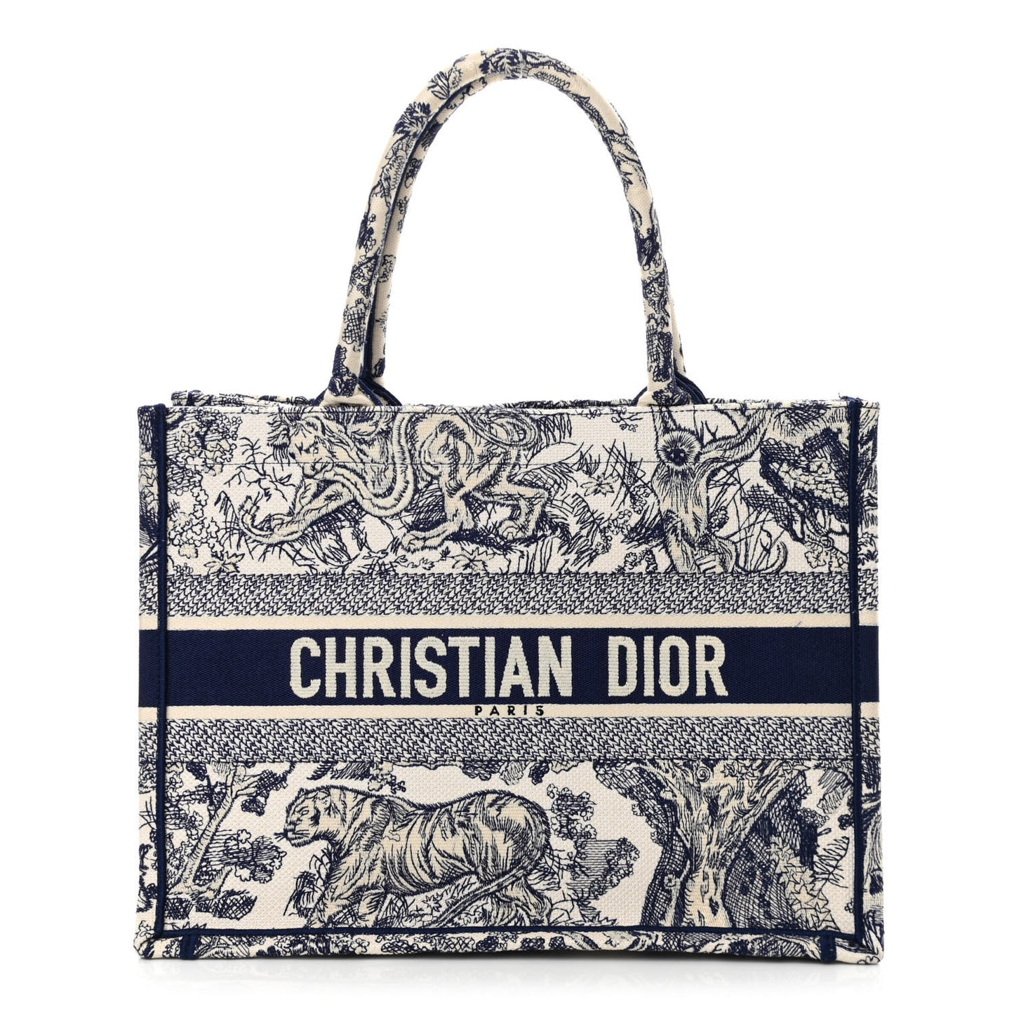 Canvas Embroidered Medium Dioriviera Toile De Jouy Book Tote Blue