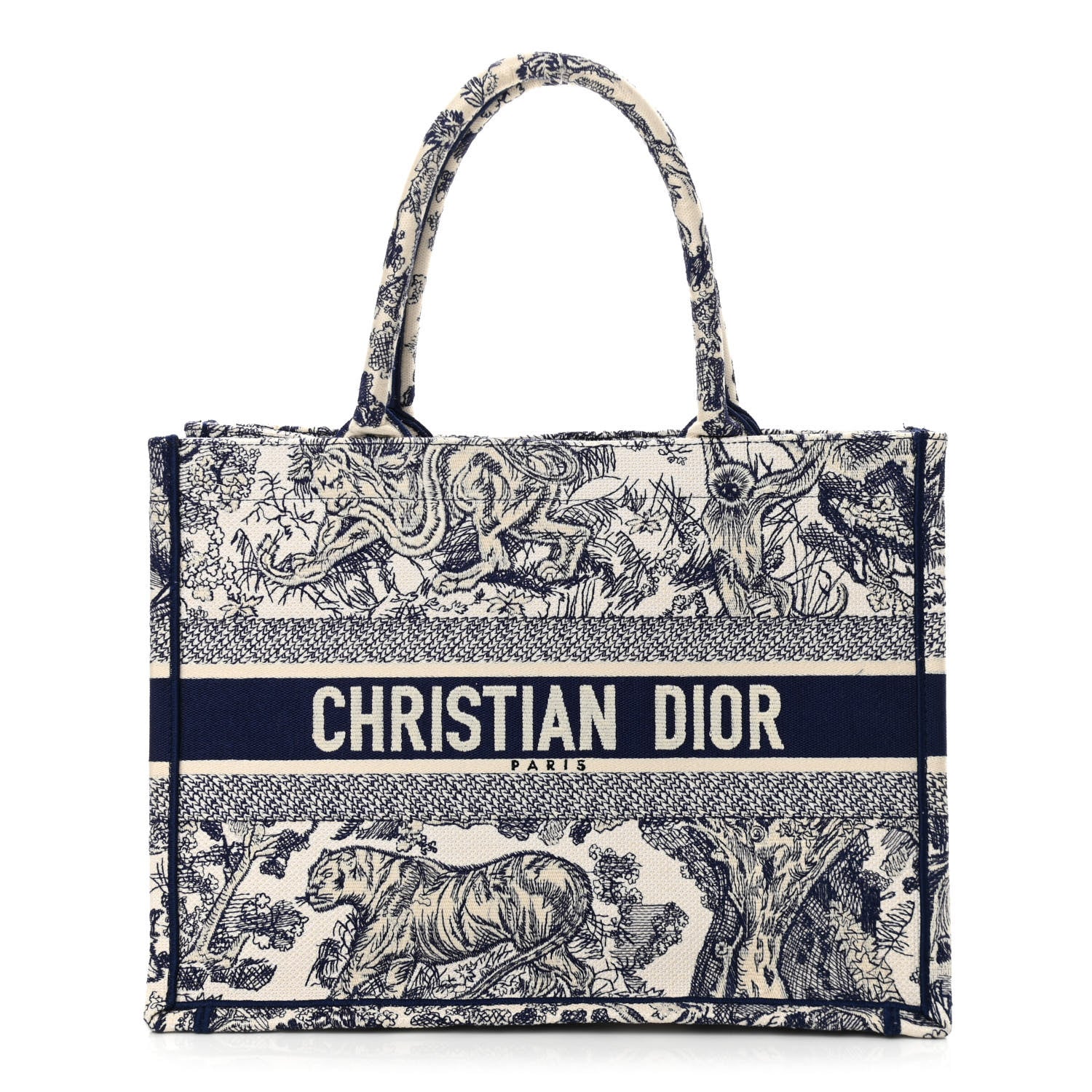 Christian Dior Canvas Embroidered Medium Dioriviera Toile De Jouy Book Tote Blue 1 of 10