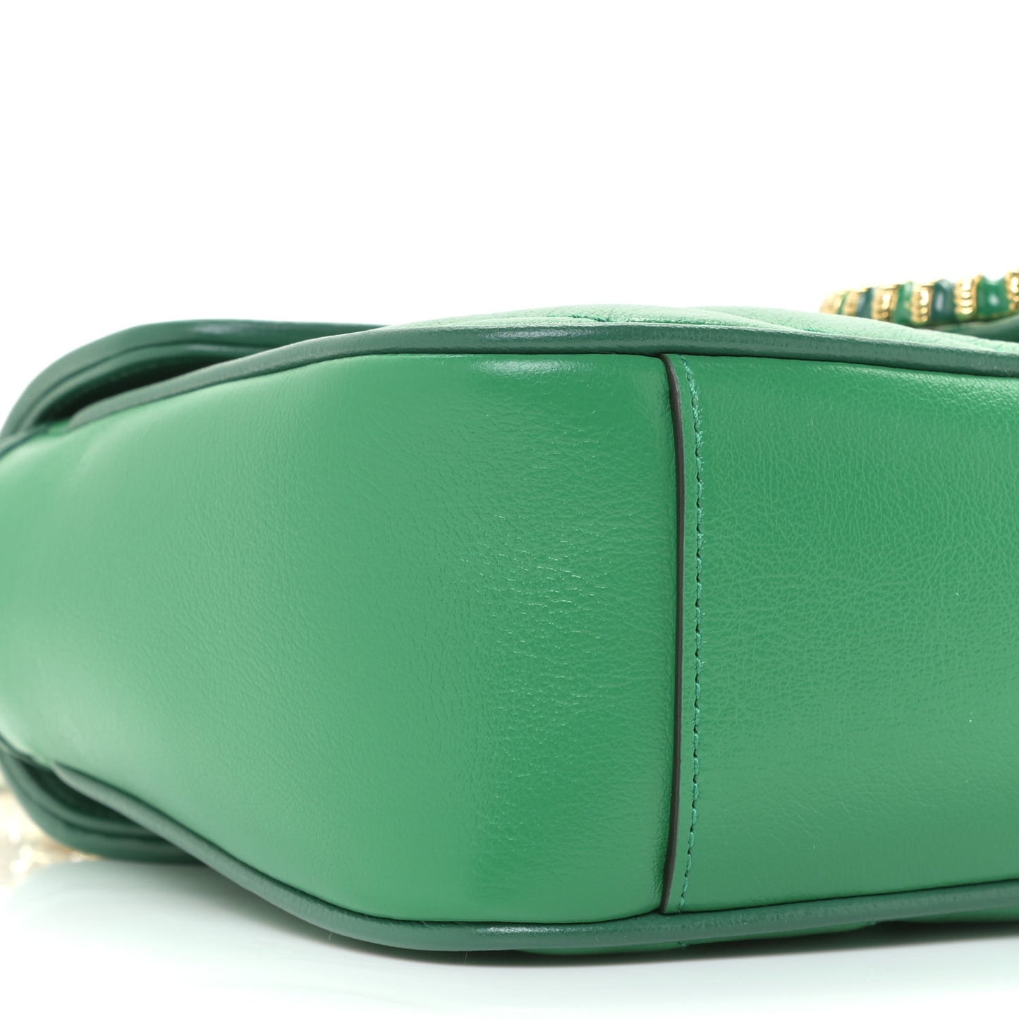 Azalea Calfskin Enamel Matelasse Diagonal Small Torchon GG Marmont Shoulder Bag New Shamarock Emerald