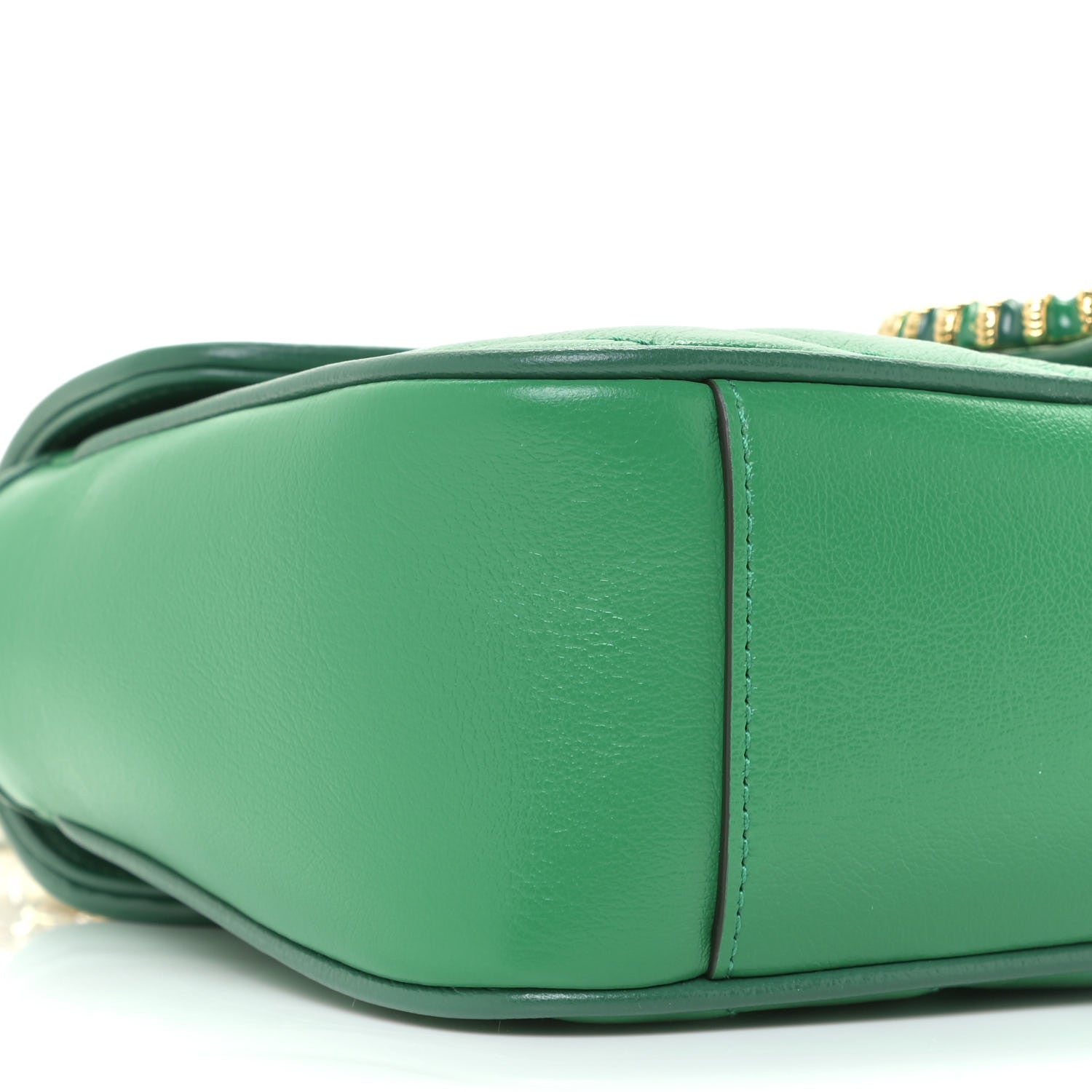 Gucci Azalea Calfskin Enamel Matelasse Diagonal Small Torchon GG Marmont Shoulder Bag New Shamarock Emerald 4 of 11