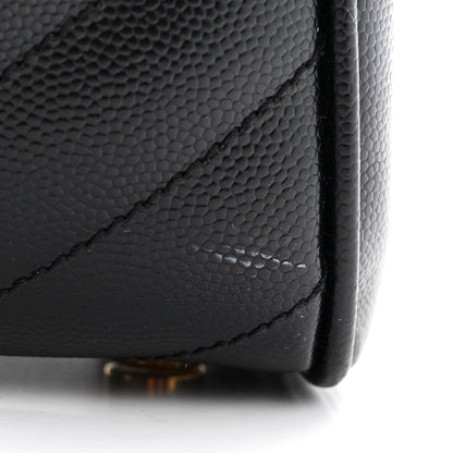 Saint Laurent Grain De Poudre Matelasse Chevron Monogram Shopping Bag Black 19 of 20