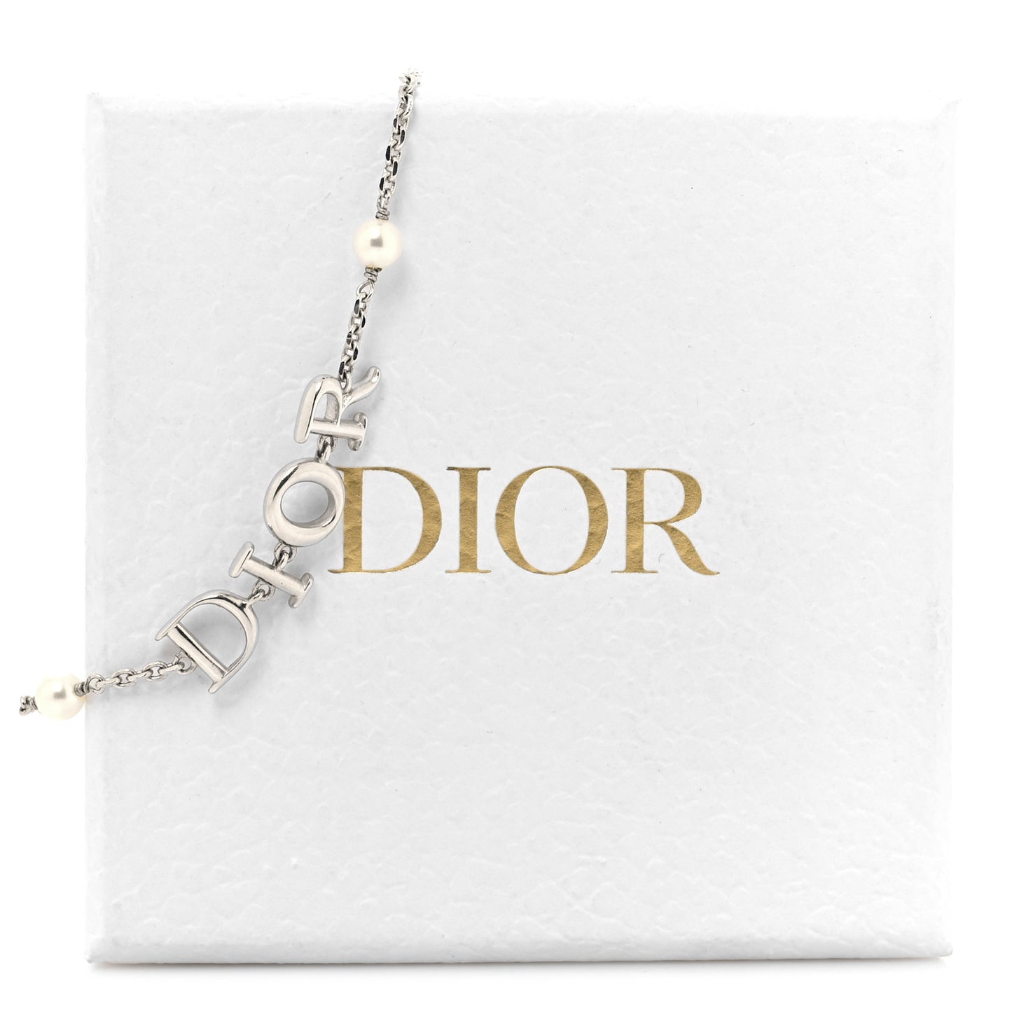 Palladium Pearl Logo Bracelet White Silver