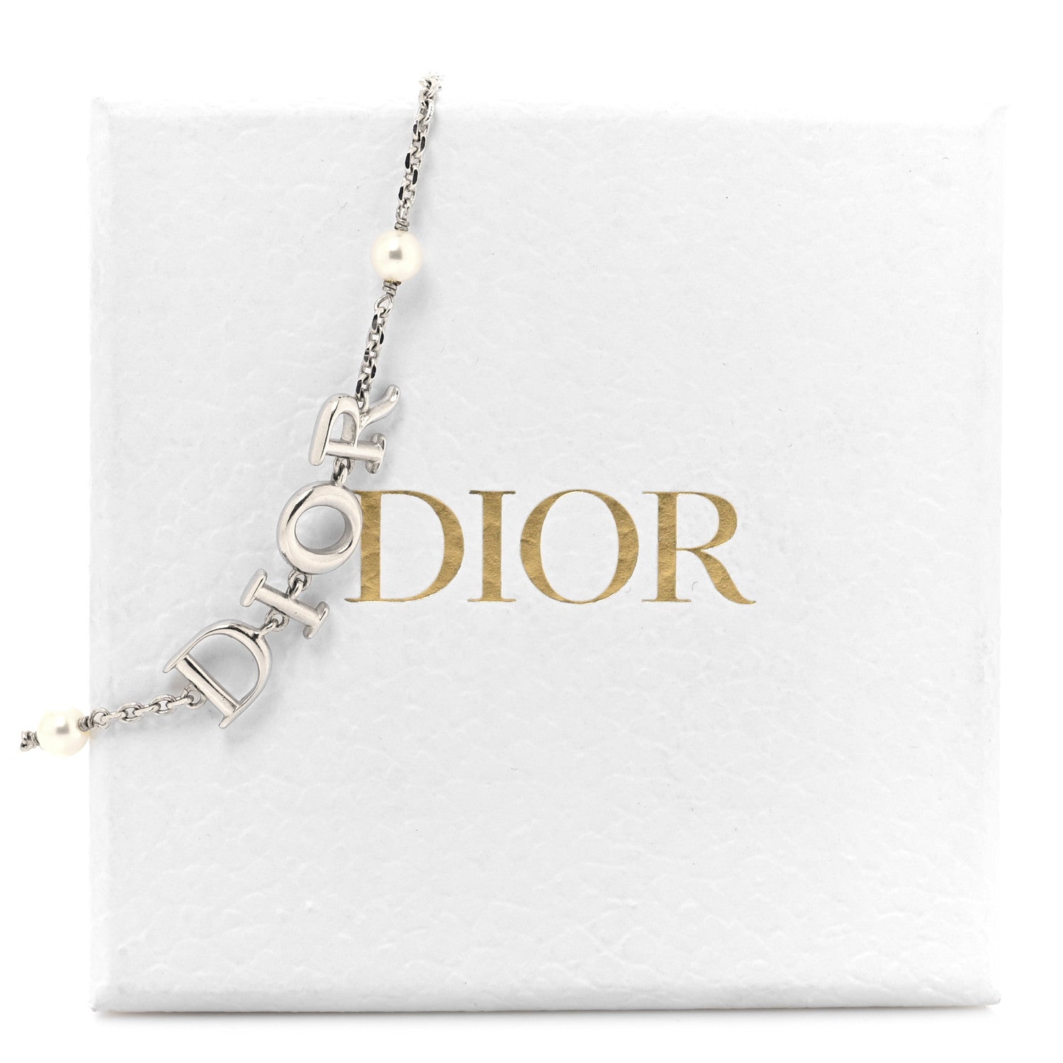 Christian Dior Palladium Pearl Logo Bracelet White Silver 6 of 6