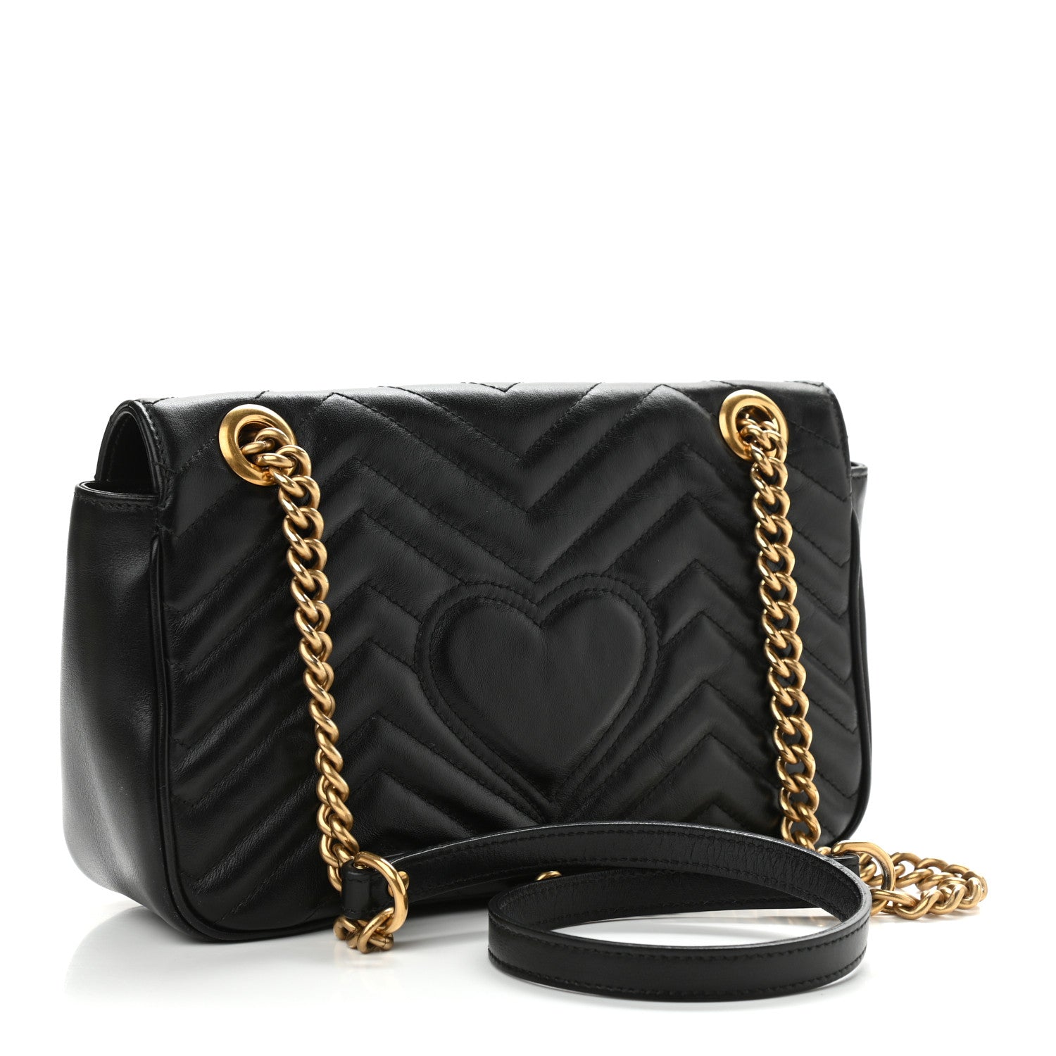 Gucci Calfskin Matelasse Small GG Marmont Shoulder Bag Black 3 of 15