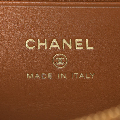 Chanel Washed Denim Calfskin Quilted Top Handle Slim Vanity Case With Chain Blue Brown 5 of 10