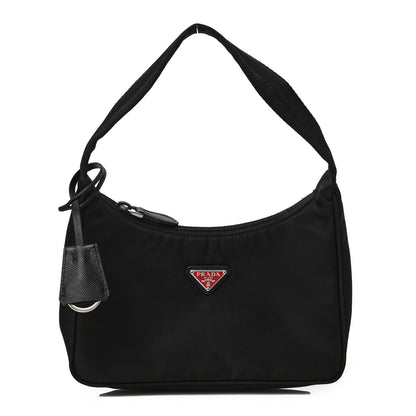 Prada Tessuto Nylon Saffiano Lunar New Year Mini Re-Edition 2000 Bag Black Fuoco 1 of 8