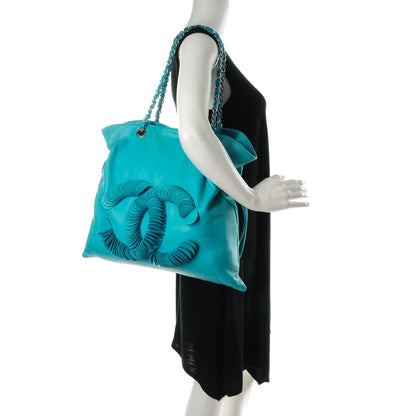 Chanel Lambskin CC Disc Tote Turquoise 2 of 7
