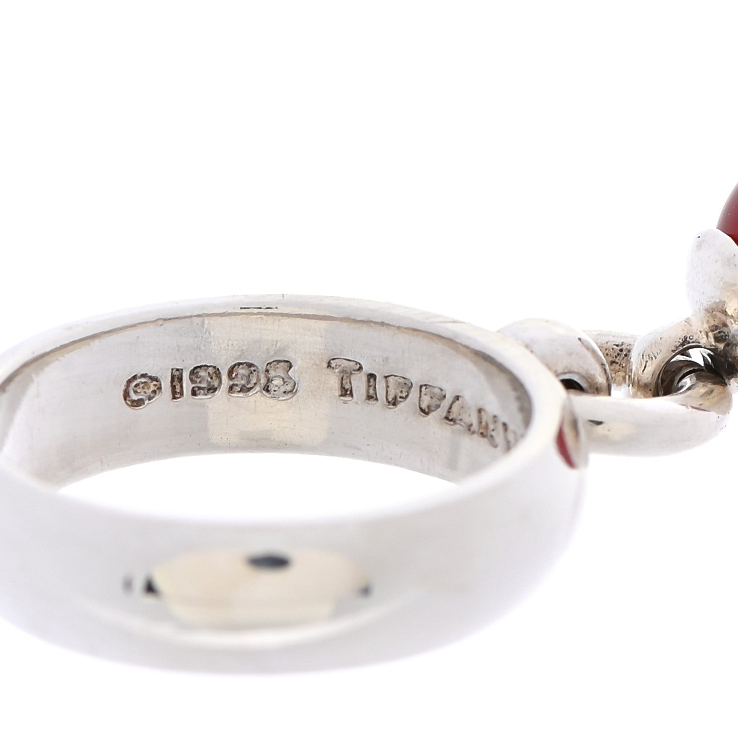 Tiffany Sterling Silver Carnelian Dangle Ring 50 5.5 5 of 6