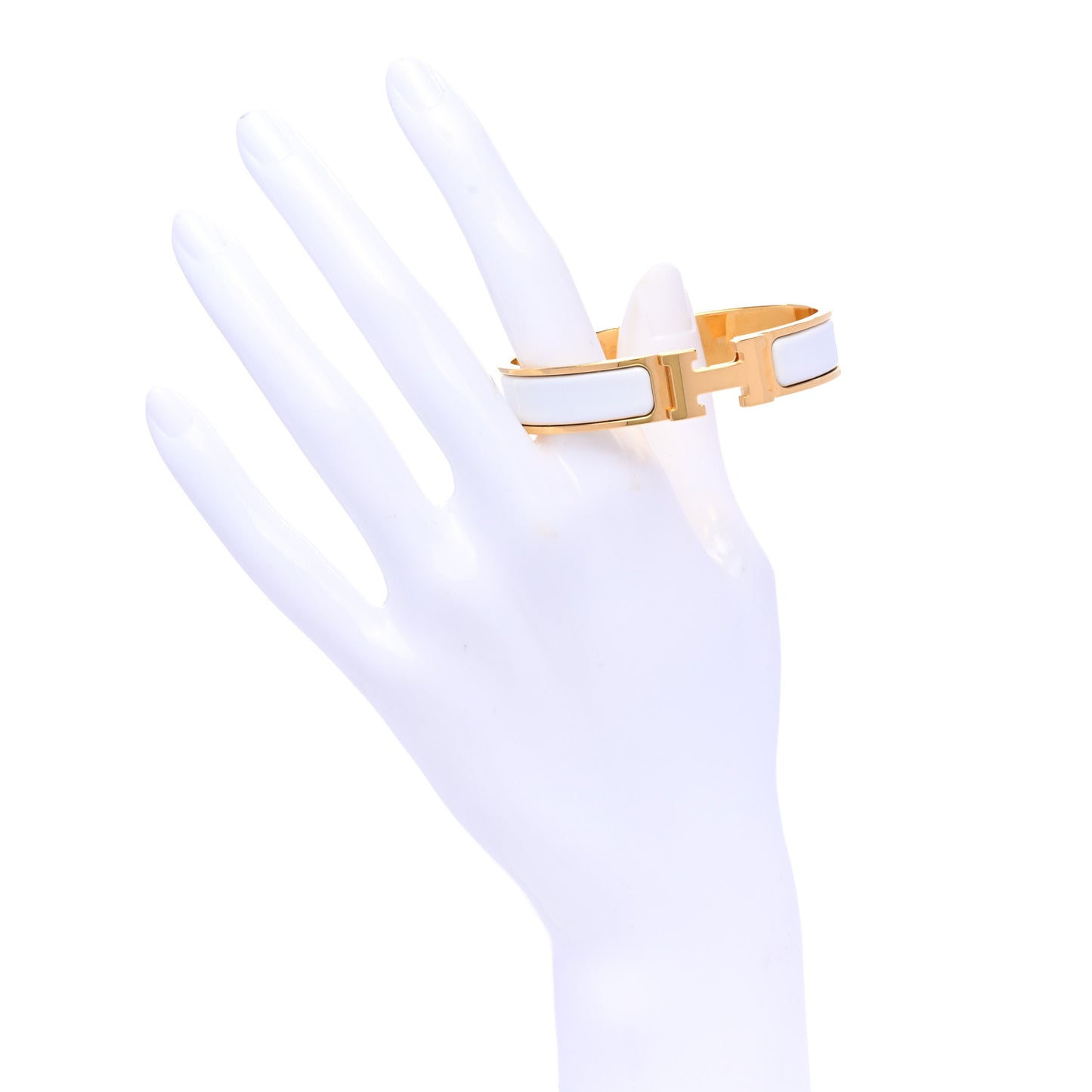 Enamel Narrow Clic Clac H Bracelet PM White