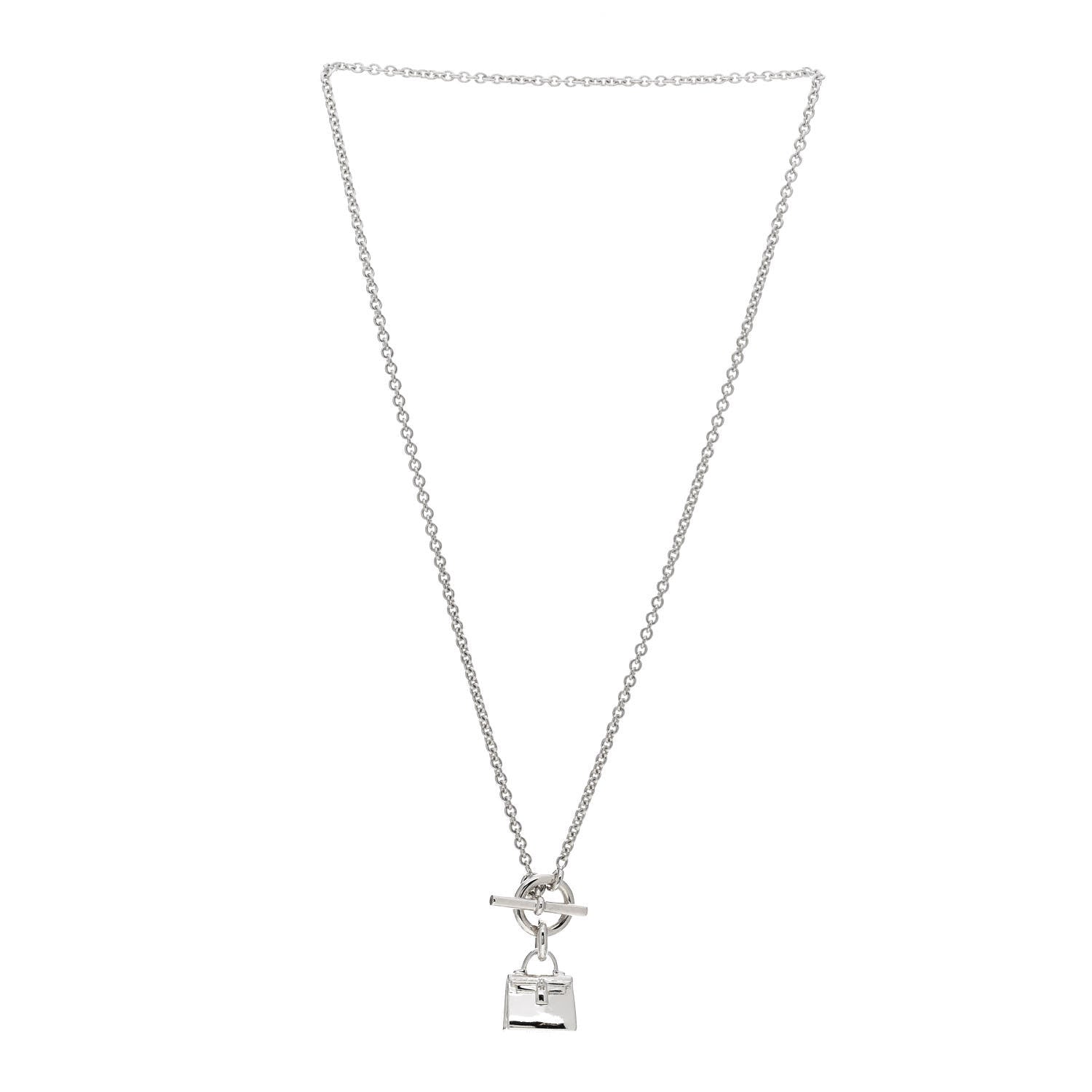 Hermes Sterling Silver Kelly Charm Pendant Necklace 3 of 5