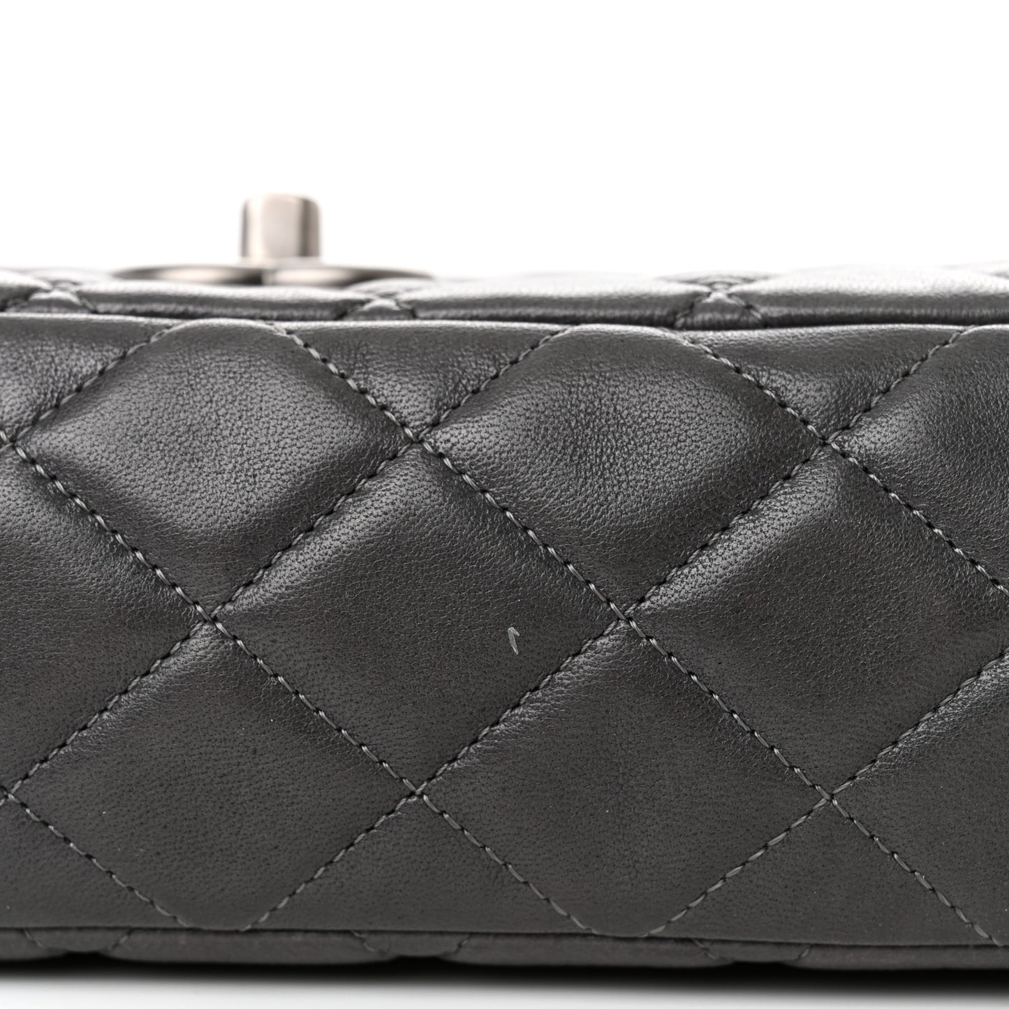 Lambskin Quilted Medium Double Flap Dark Grey