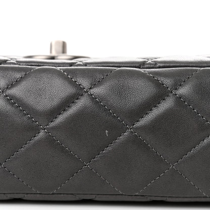 Chanel Lambskin Quilted Medium Double Flap Dark Grey 14 of 16