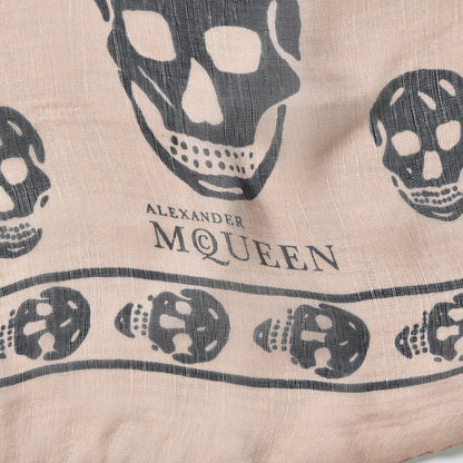 Alexander McQueen Silk Chiffon Skull Scarf Beige Ivory 4 of 5