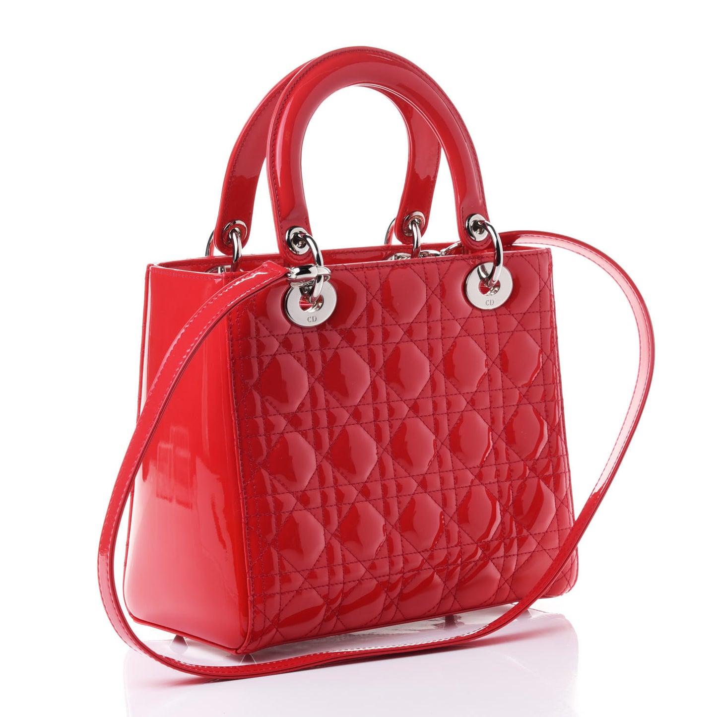 Patent Cannage Medium Lady Dior Red