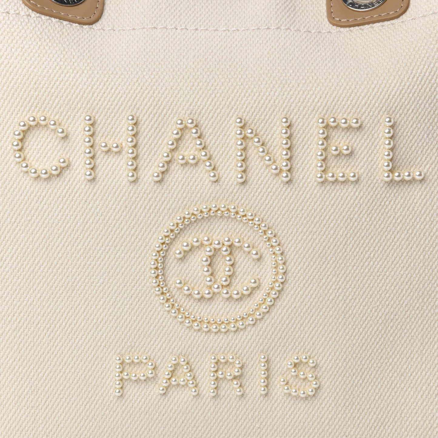 Canvas Pearl Medium Deauville Tote Ecru Beige