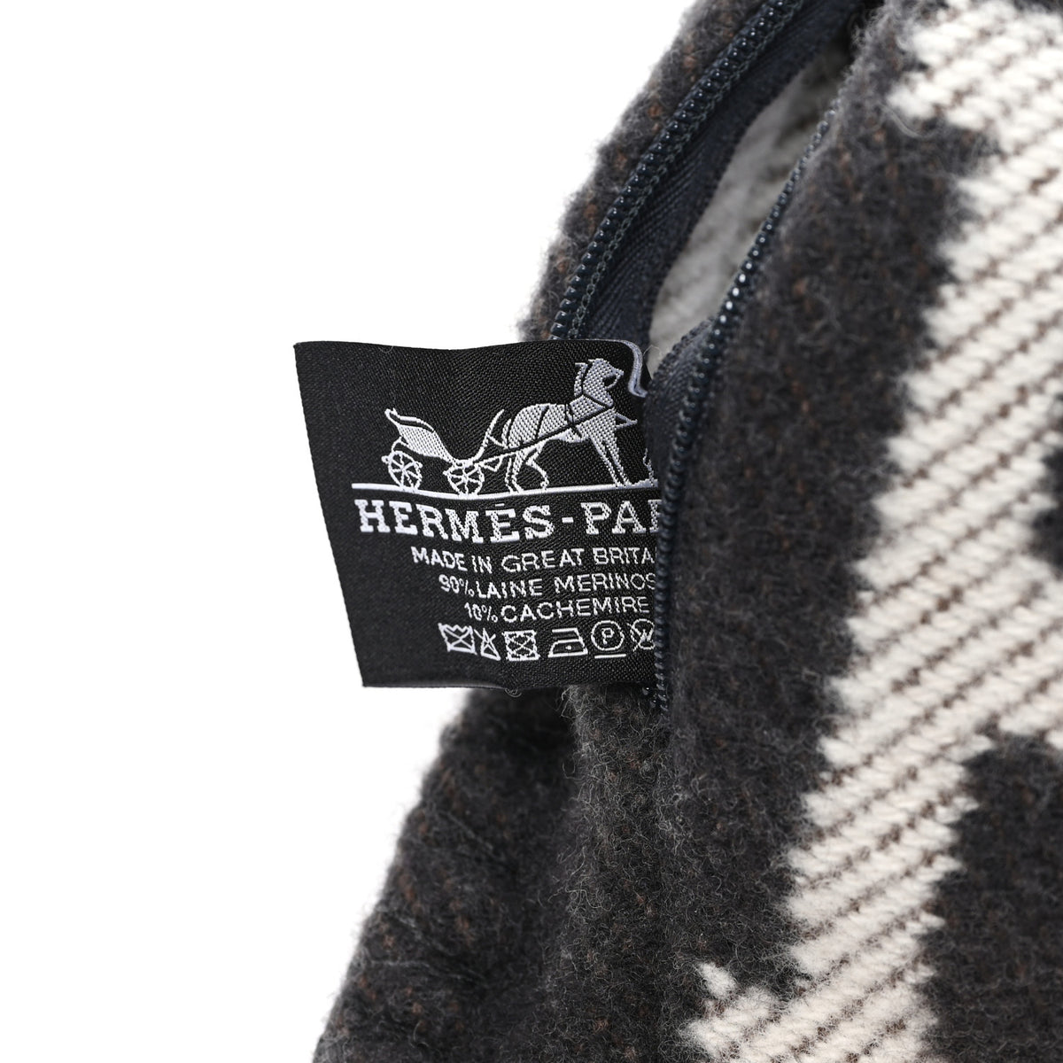 Hermes Wool Cashmere Avalon Pillow PM Ecru Gris Fonce 3 of 3