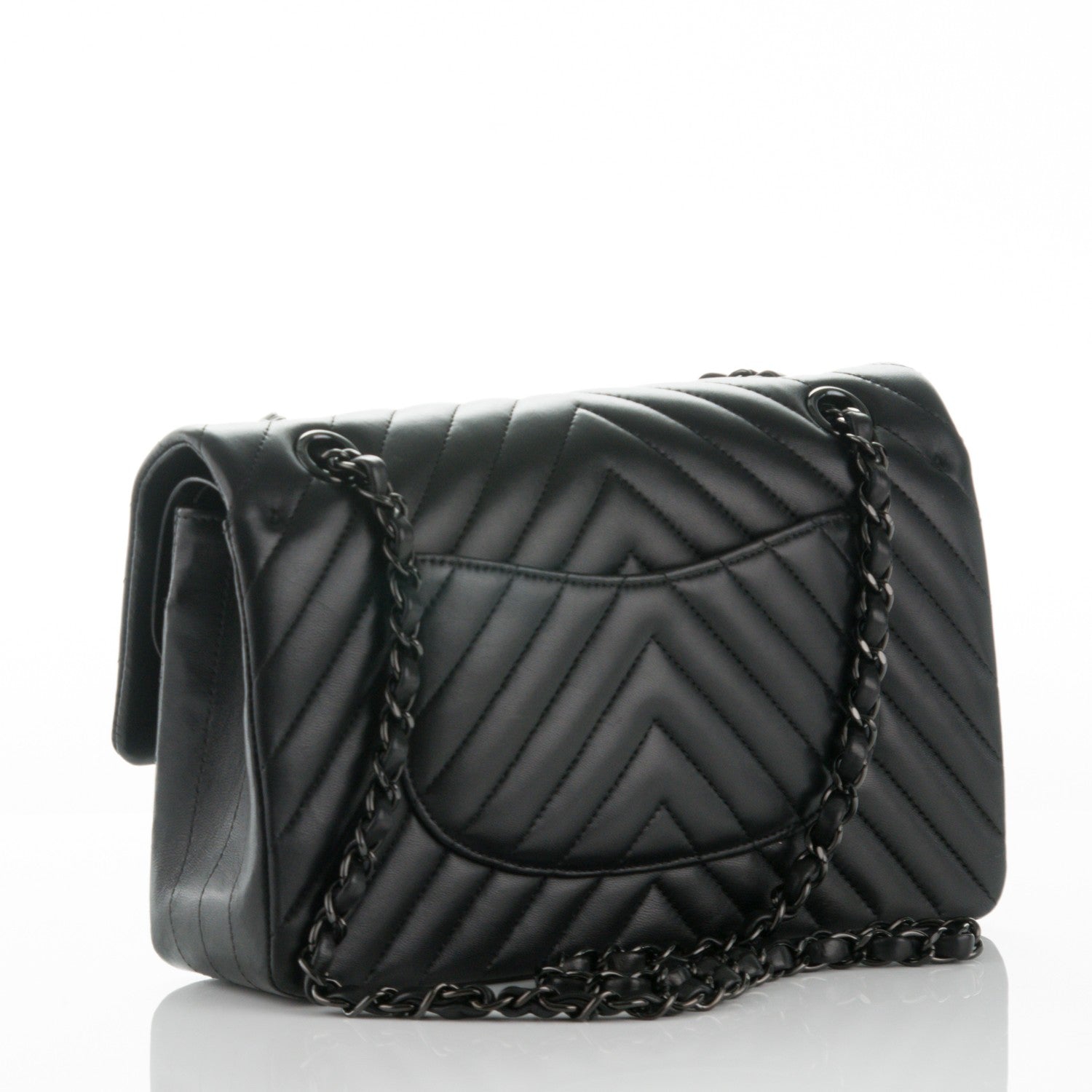 Chanel Lambskin Chevron Quilted Medium Double Flap So Black 4 of 9
