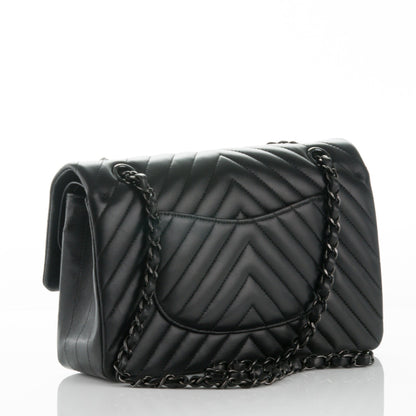 Chanel Lambskin Chevron Quilted Medium Double Flap So Black 4 of 9