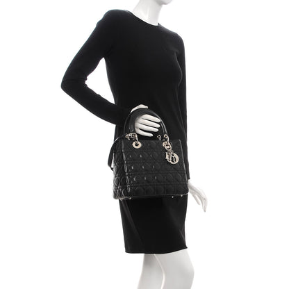 Christian Dior Lambskin Cannage Medium Lady Dior Black 3 of 8