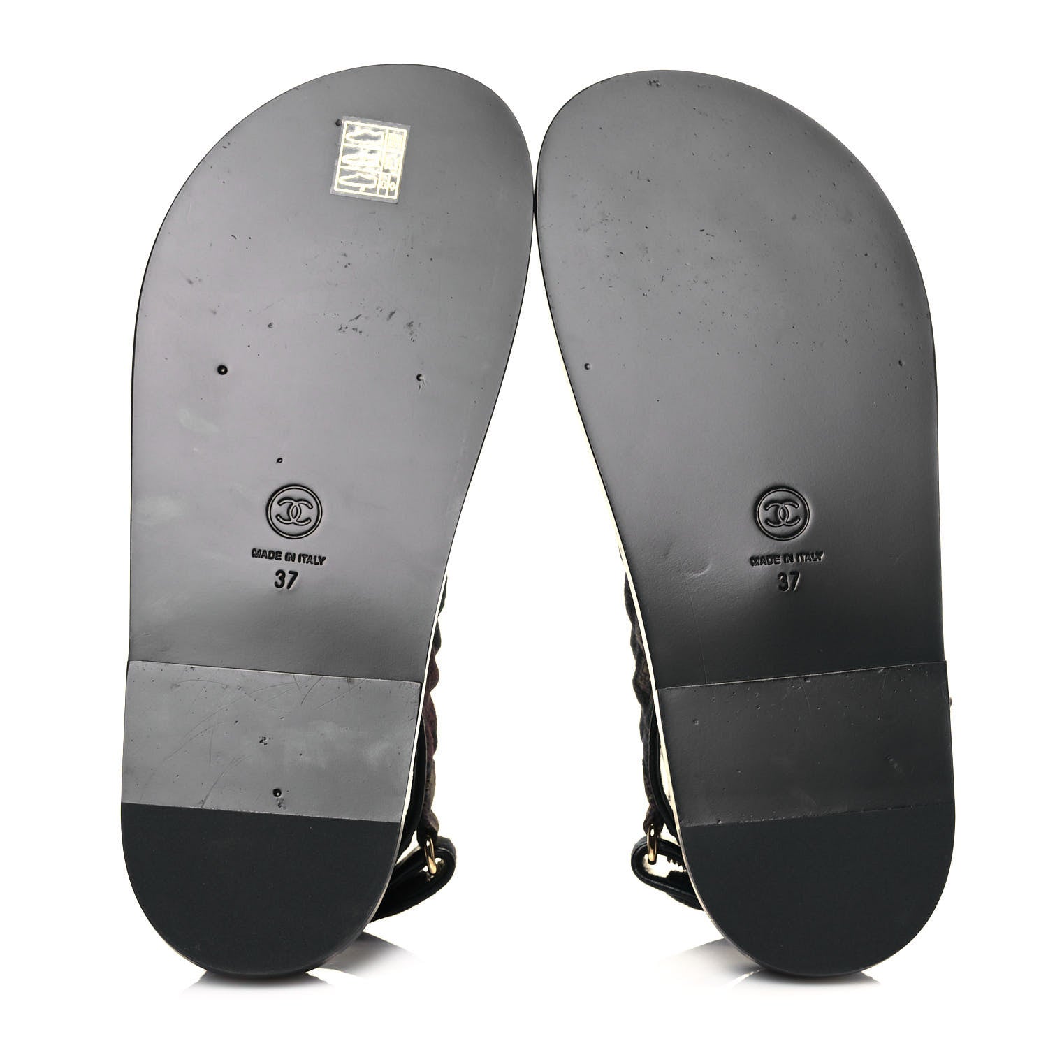 Chanel Denim Quilted Dad Sandals 37 Black Multicolor 5 of 10