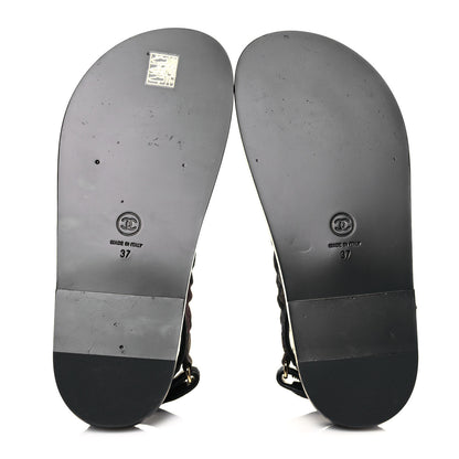 Chanel Denim Quilted Dad Sandals 37 Black Multicolor 5 of 10