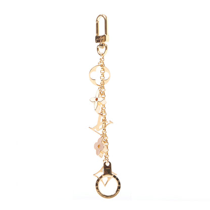 Louis Vuitton Brass Enamel Fleur De Monogram Bag Charm Chain Gold 2 of 5