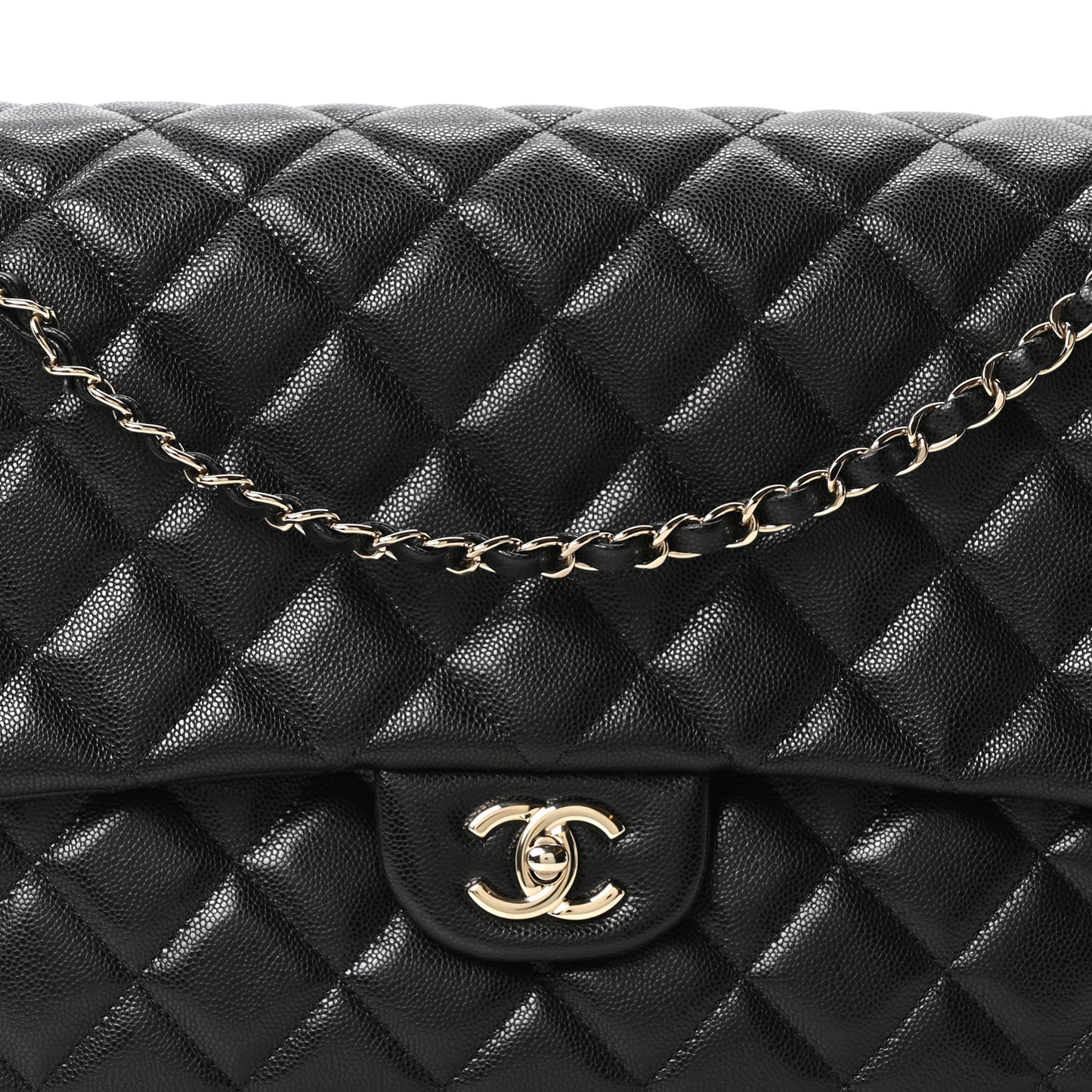 Caviar Quilted XXL Travel Flap Bag Black