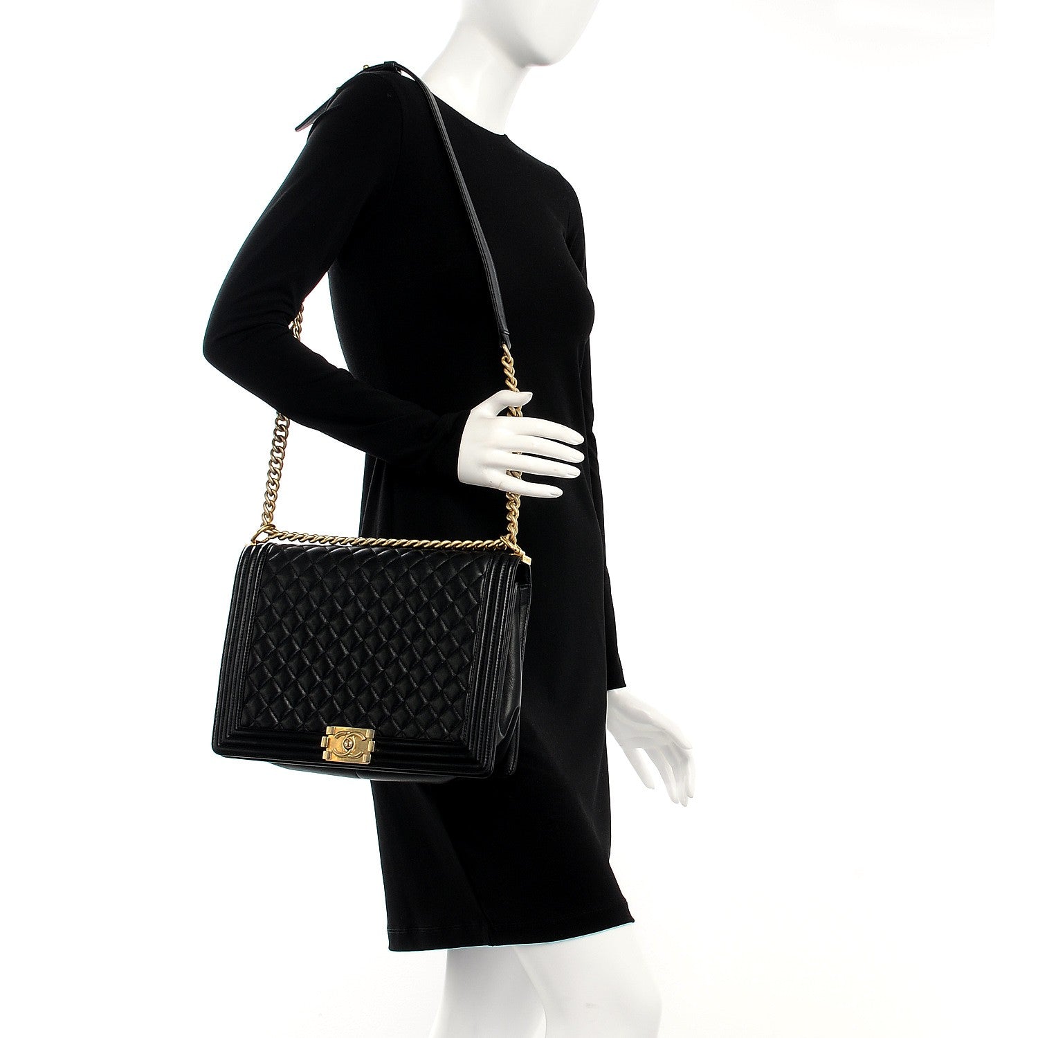 Chanel Lambskin Quilted Large Boy Flap Black 2 of 8
