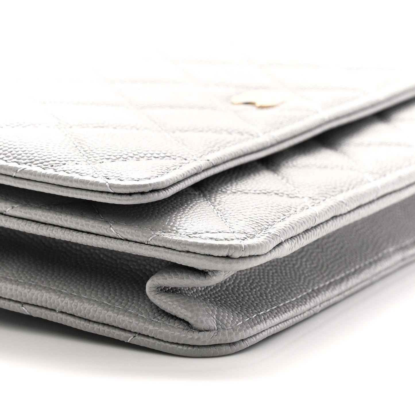 Caviar Quilted Wallet On Chain WOC Grey