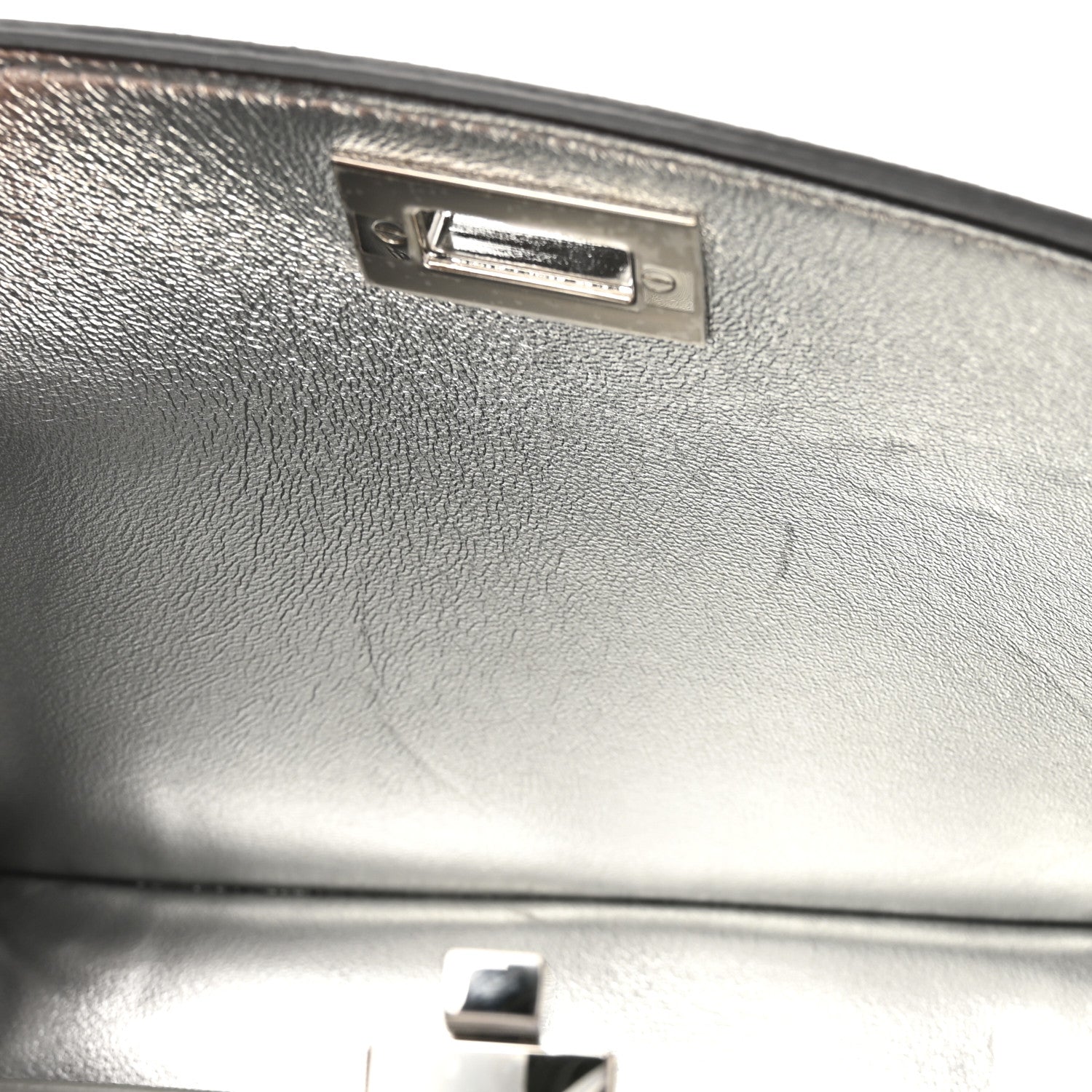 Fendi Crystal Vitello Laminato FF Petite Peekaboo I SEE U Satchel Crystal Argento 12 of 13