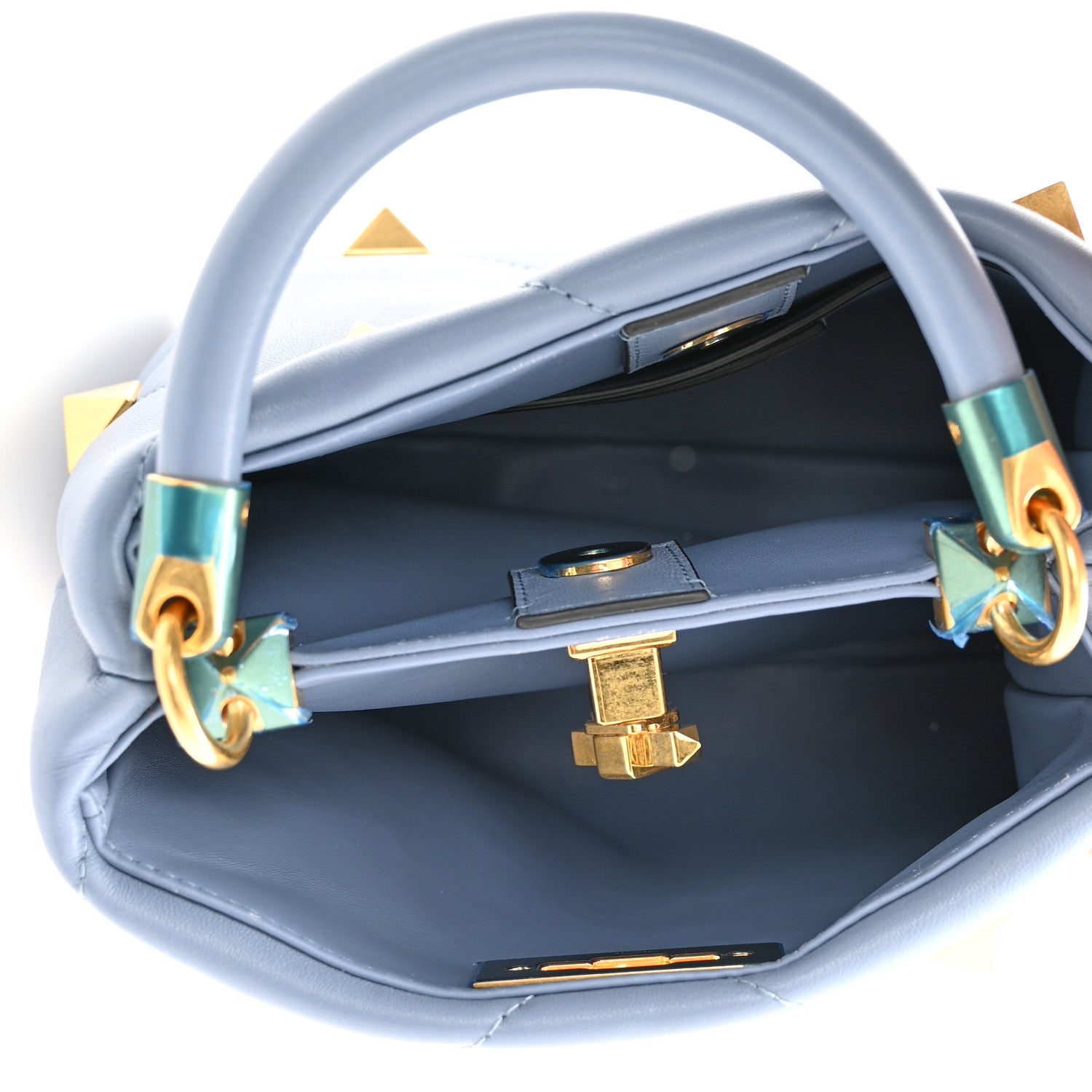 Valentino Garavani Nappa Small Roman Stud The Handle Bag Niagara 5 of 9