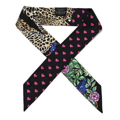 Hermes Silk Jungle Love Love Twilly Black Vert Rose Vif 1 of 4