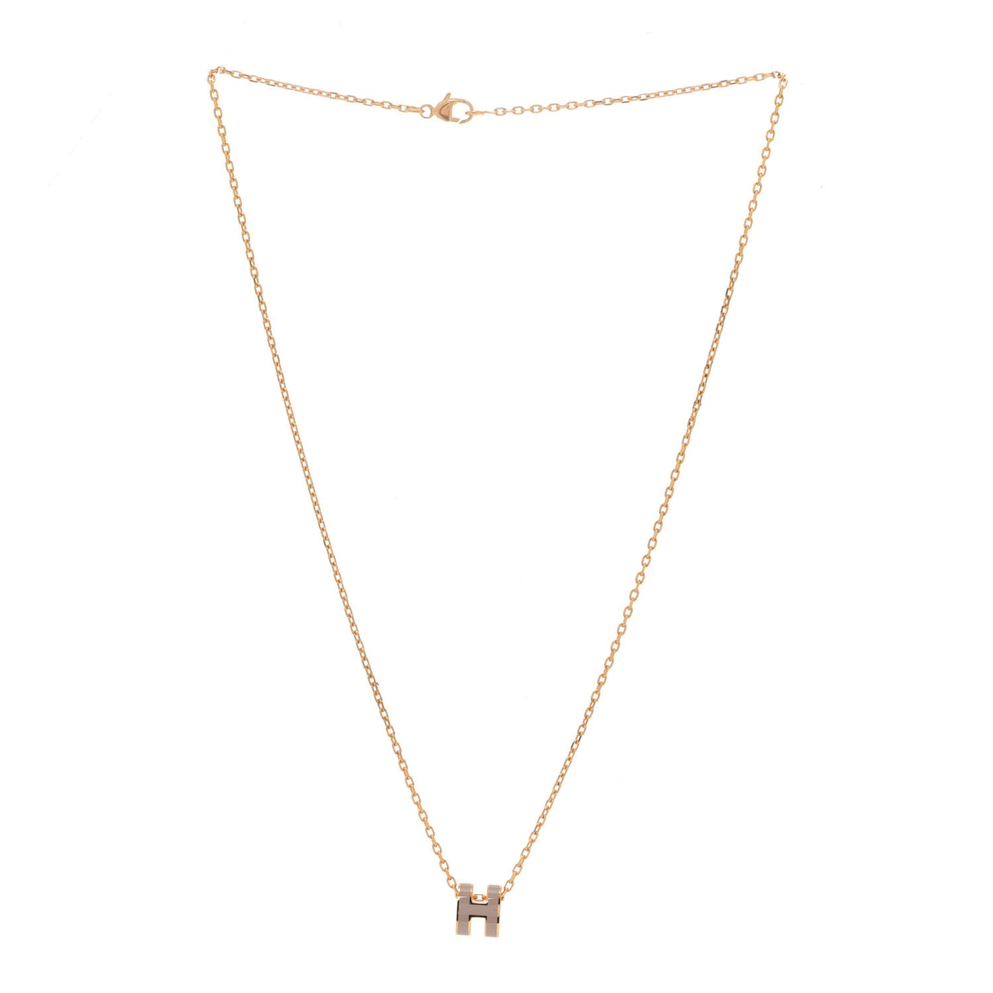 Lacquered Rose Gold Mini Pop H Pendant Necklace Marron Glace