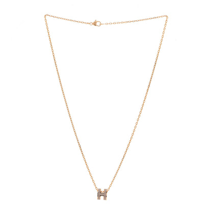 Hermes Lacquered Rose Gold Mini Pop H Pendant Necklace Marron Glace 3 of 6