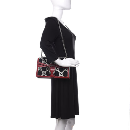 Gucci Tweed GG Monogram Small Dionysus Shoulder Bag Black White Romantic Cherry 2 of 11