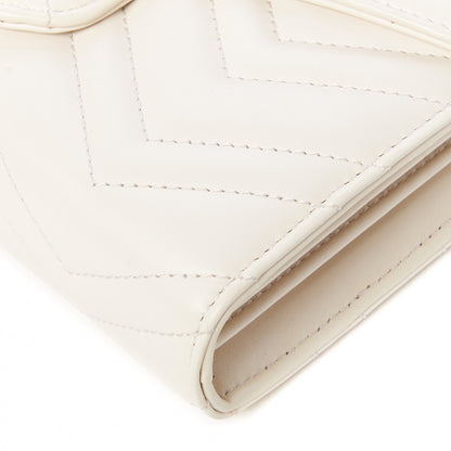 Gucci Calfskin Matelasse GG Marmont Chain Wallet Mystic White 5 of 11